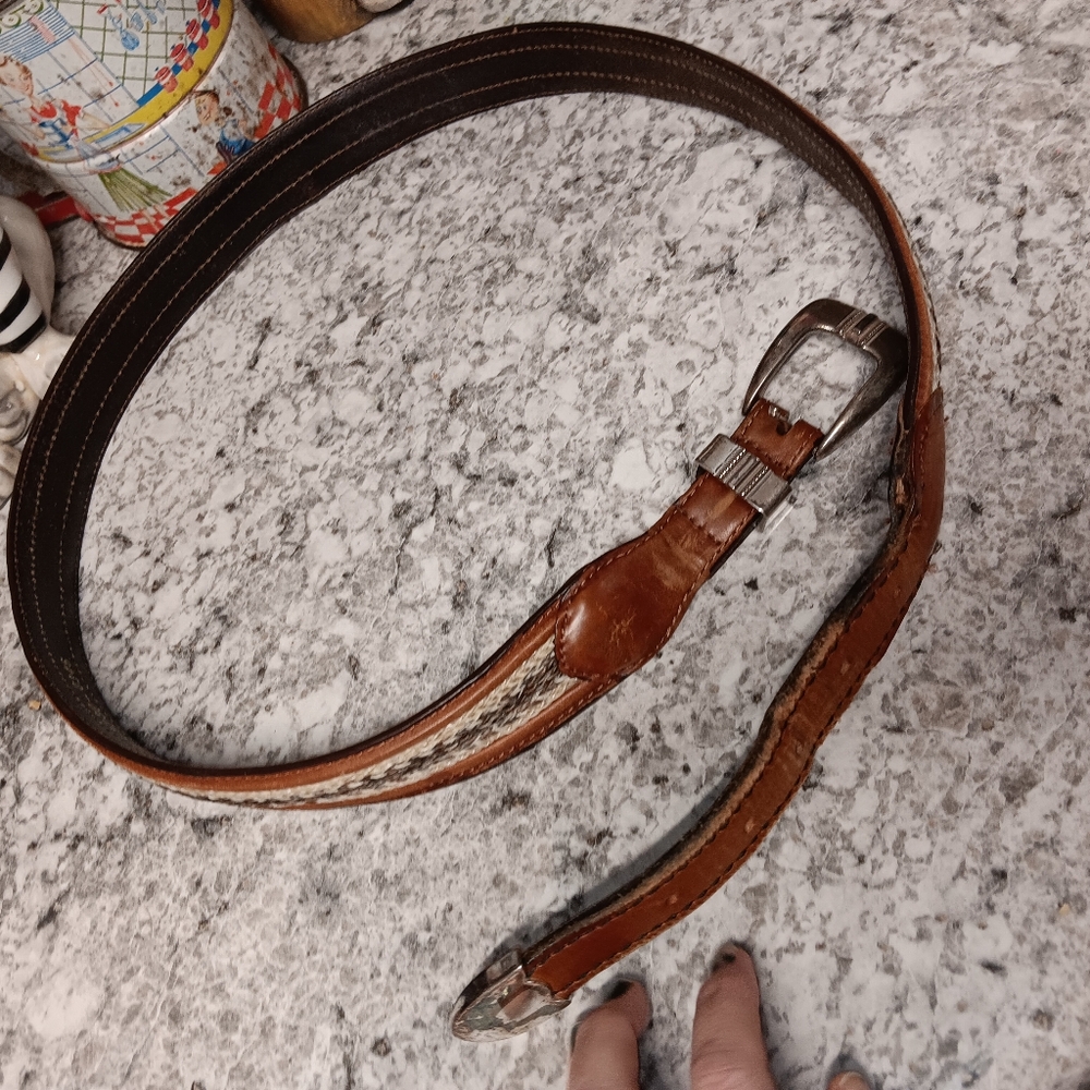 GUC Men's Horse Hair & Leather Belt Size 44 Western
